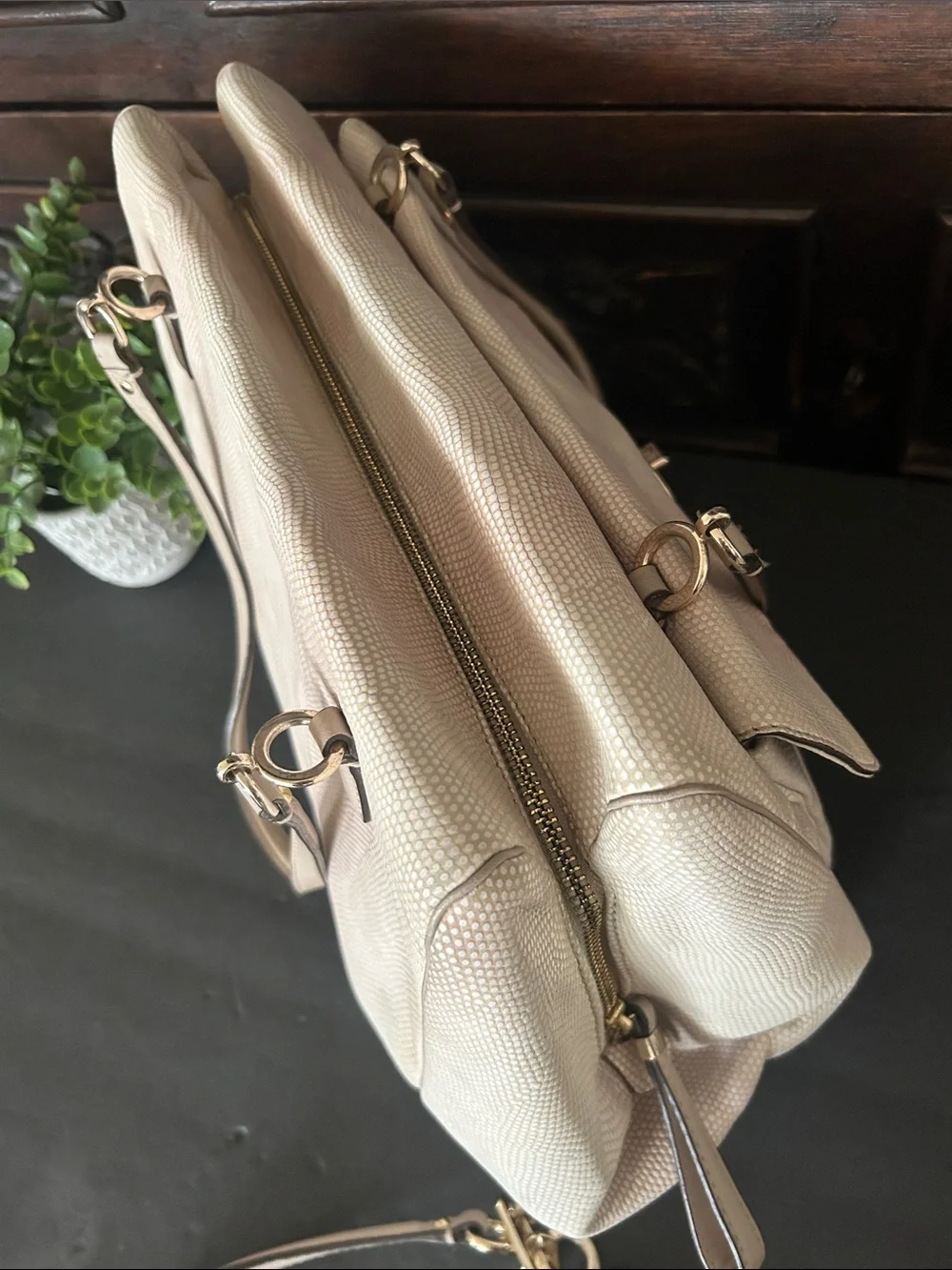 Coach Cream Shoulder Bag with Gold Tone Hardware